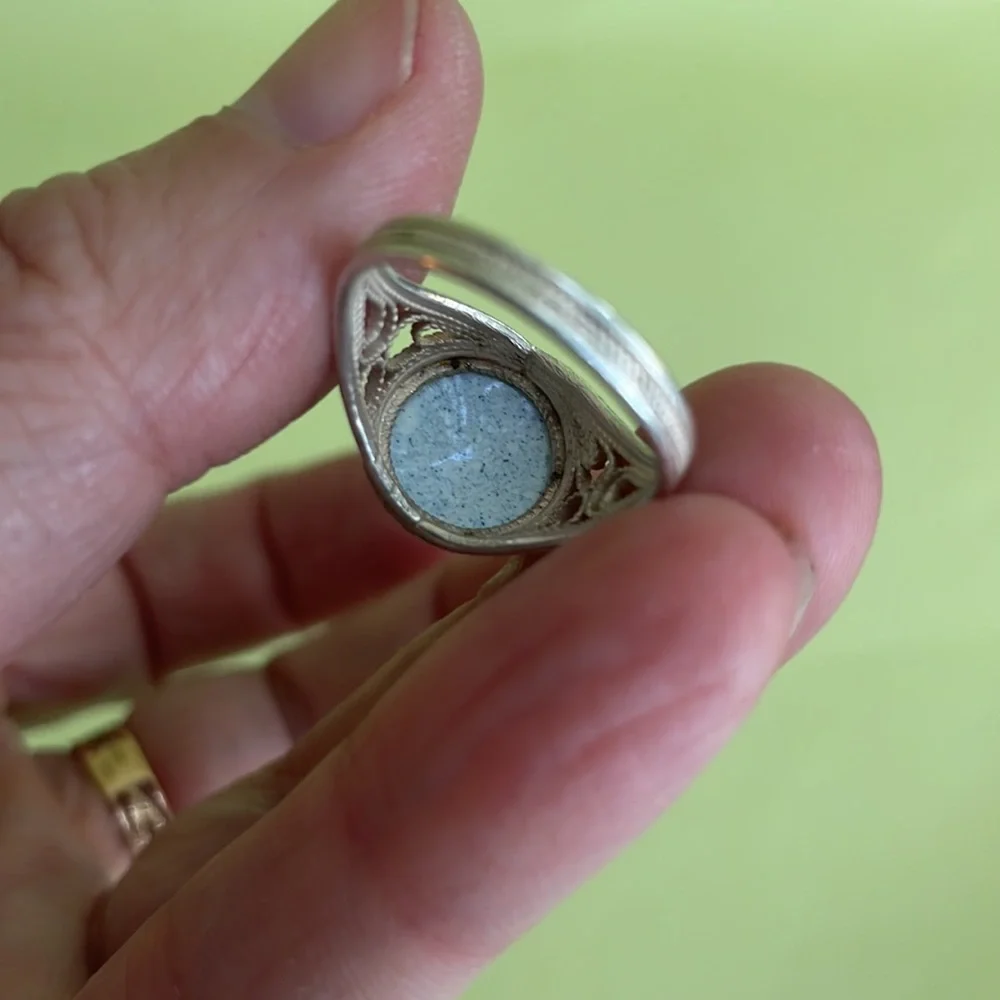 Vintage 70’s silver/enamel Russian handmade and hand painted ring